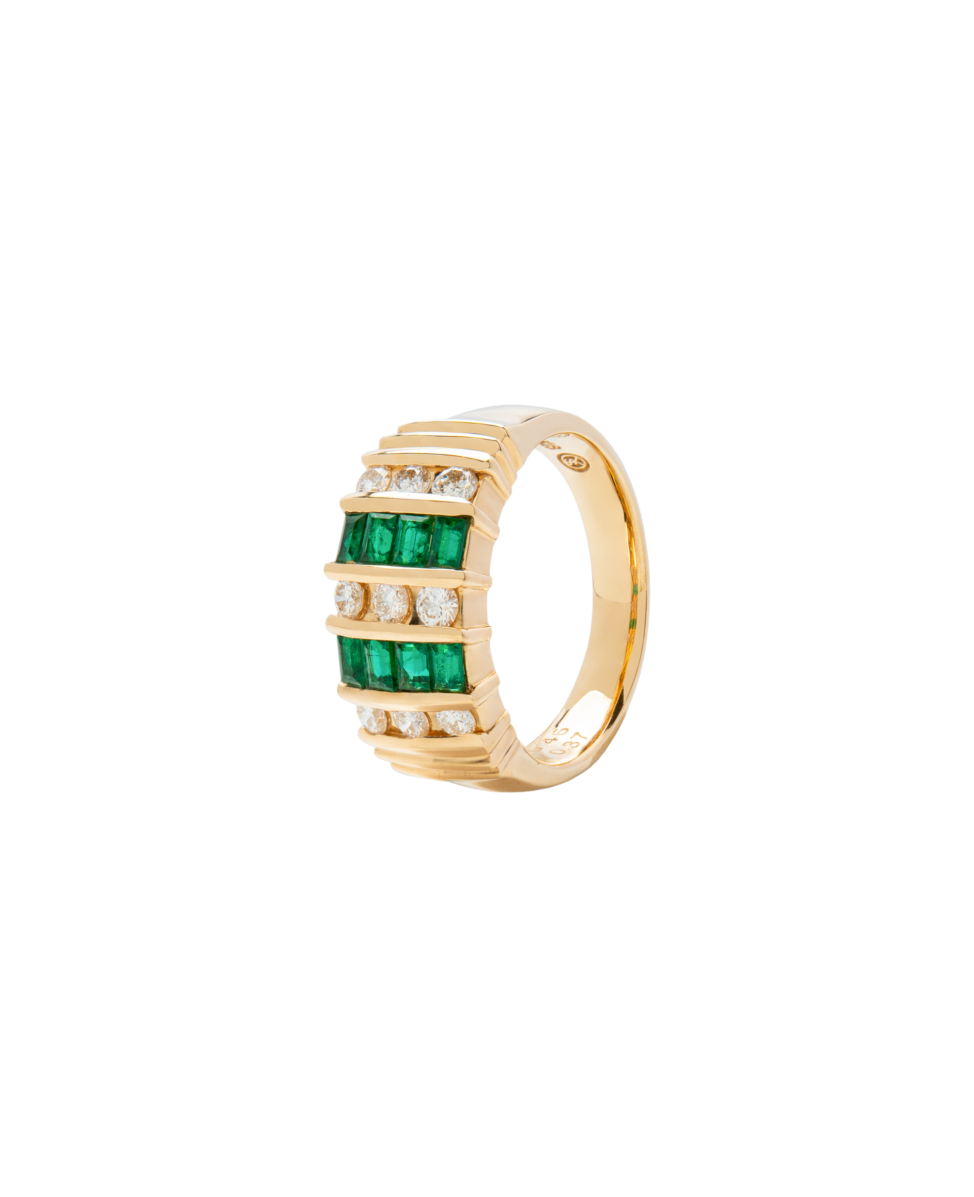 Channel-Set Muzo Emerald & Diamond Bang Ring