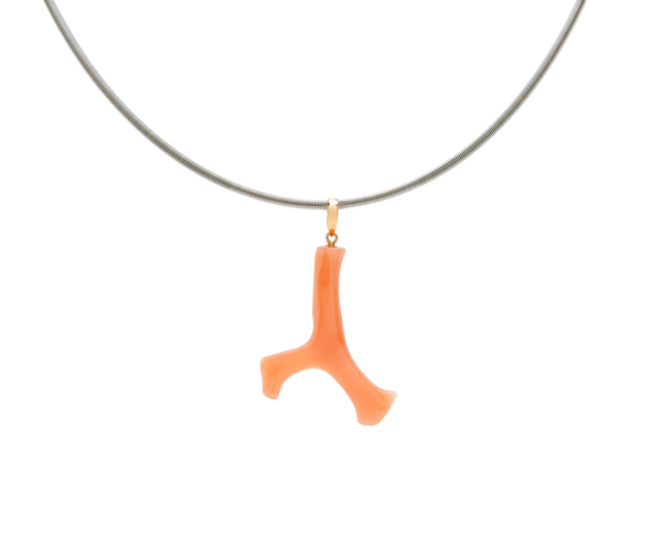Coral Branch Pendant With Pearl
