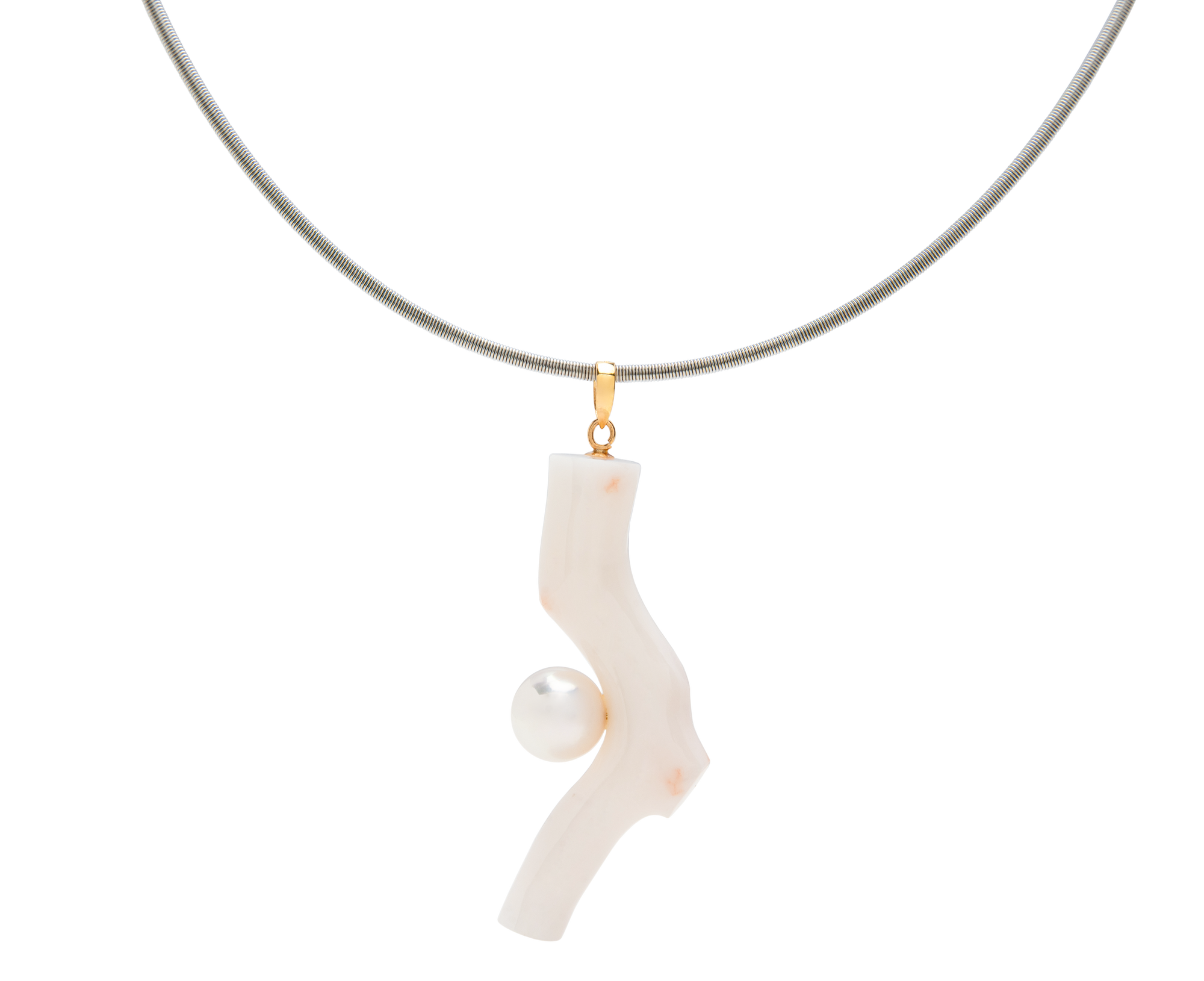 Coral Branch Pendant With Pearl