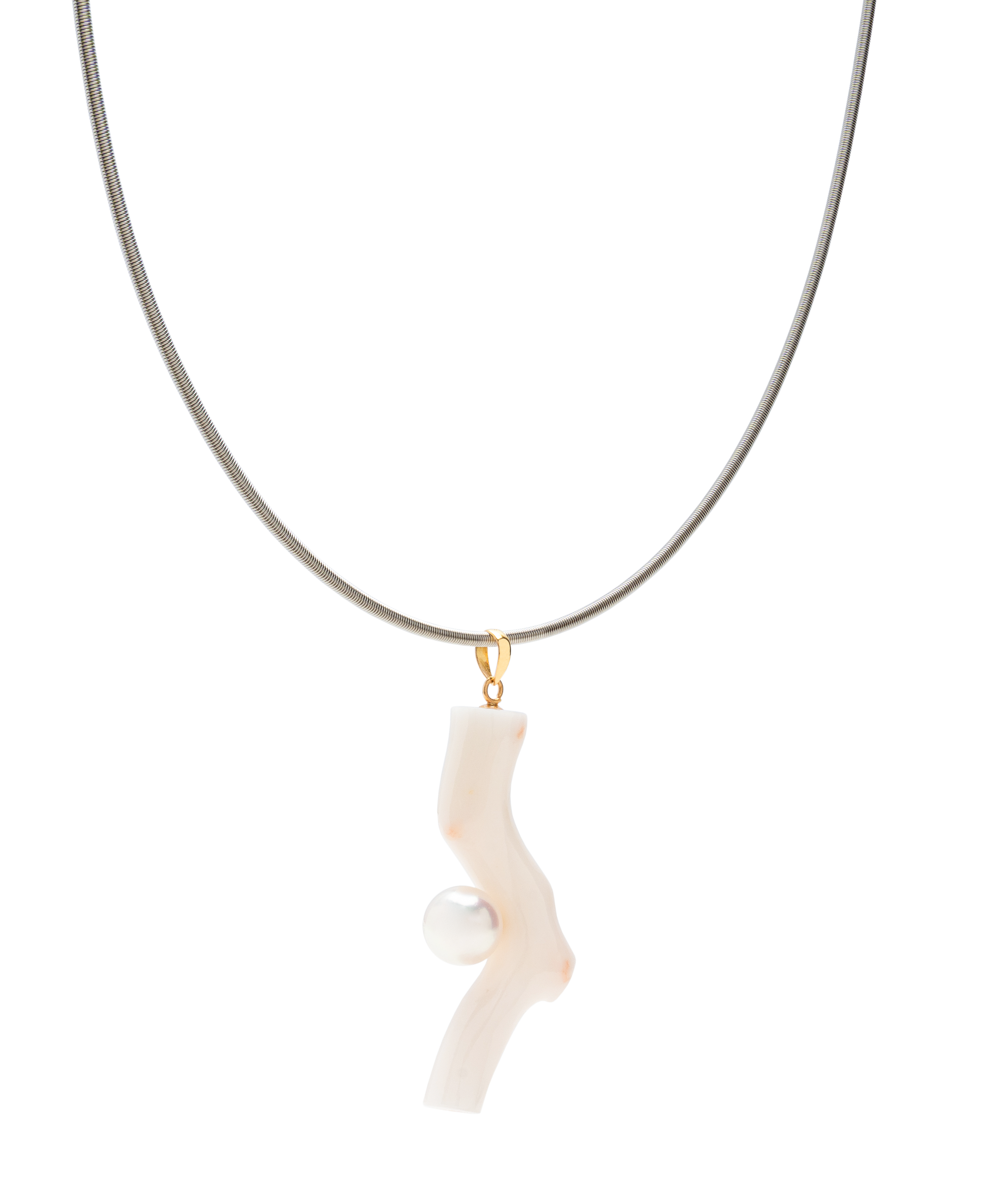 Coral Branch Pendant With Pearl