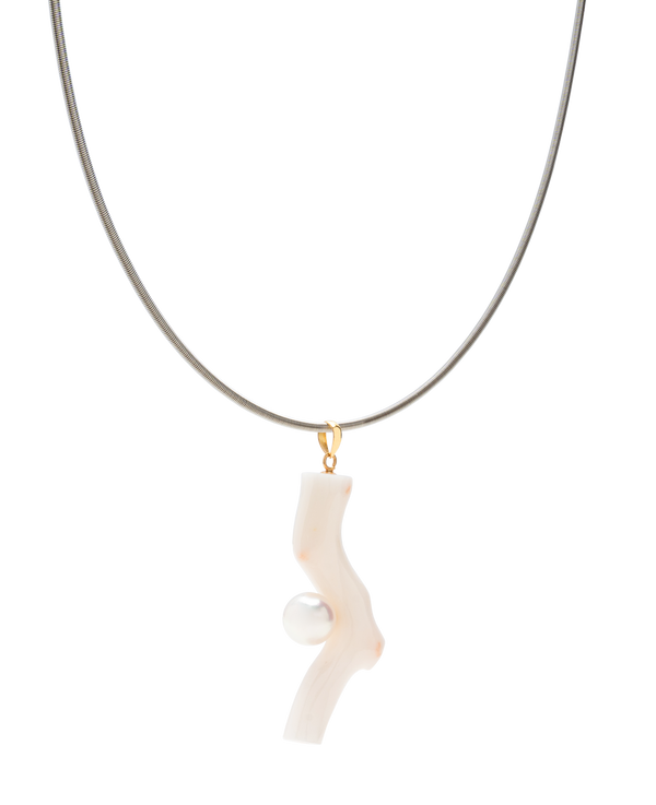 Coral Branch Pendant With Pearl