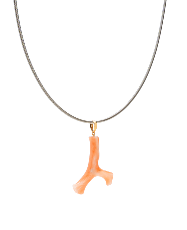 Coral Branch Pendant With Pearl
