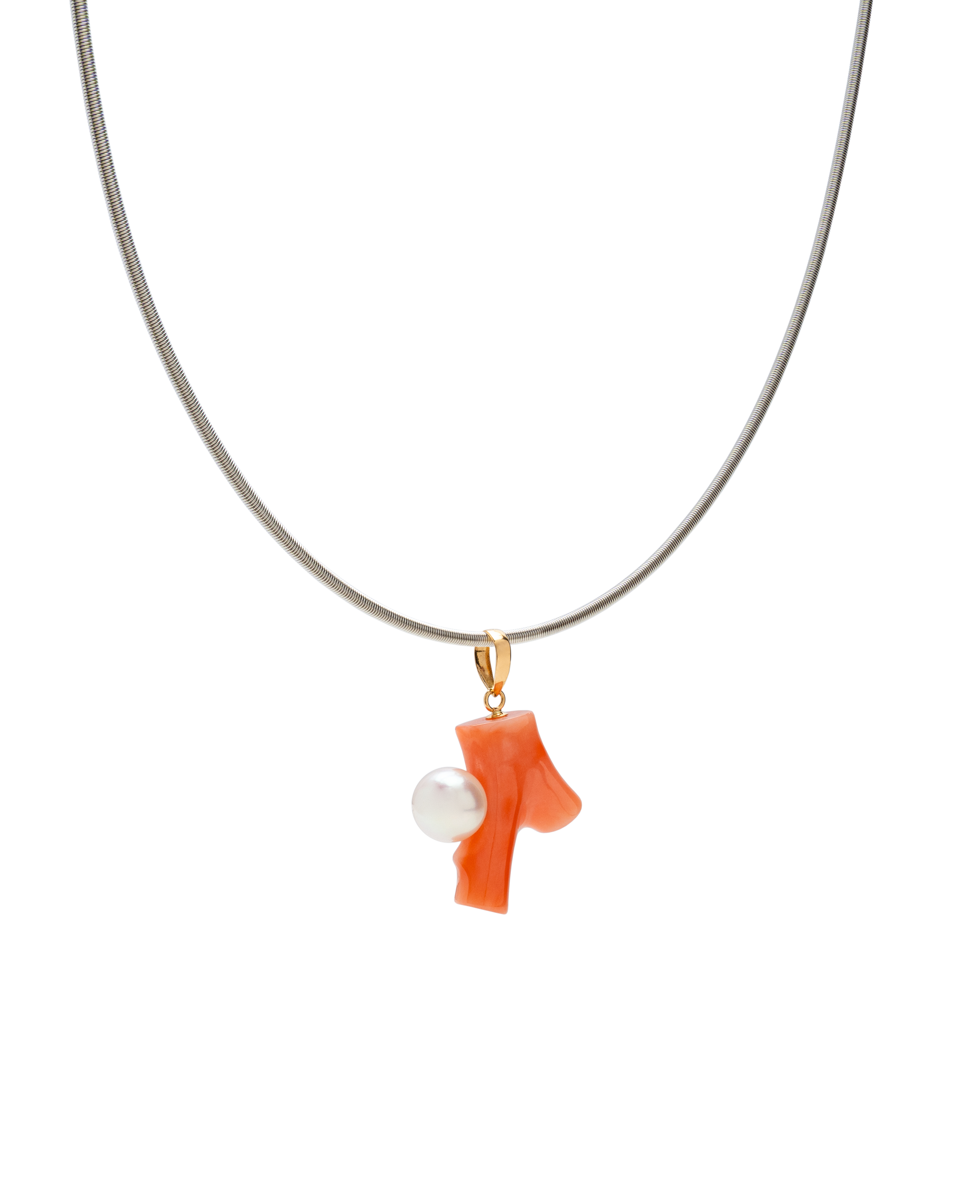 Coral Branch Pendant With Pearl