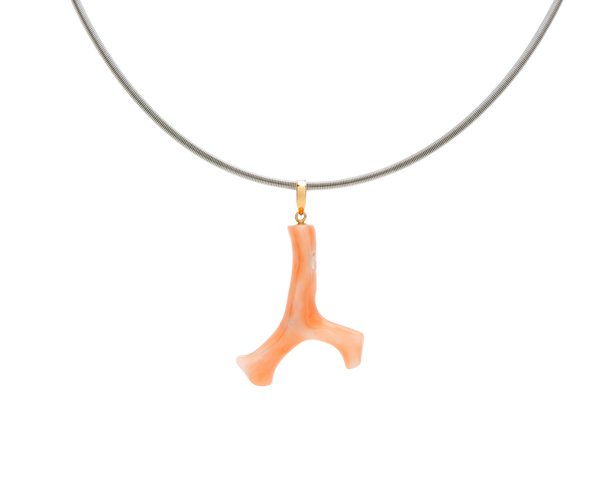 Coral Branch Pendant With Pearl