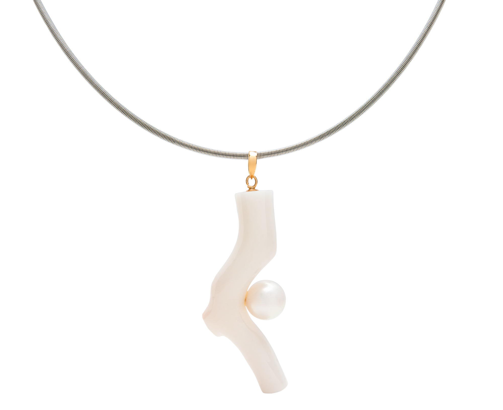 Coral Branch Pendant With Pearl