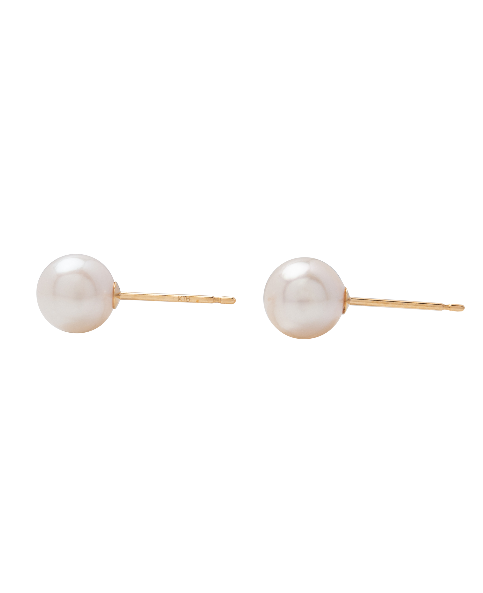 Elegant Akoya pearl ear studs in 18k gold, 6.5mm, symbolizing purity and style for timeless fashion.