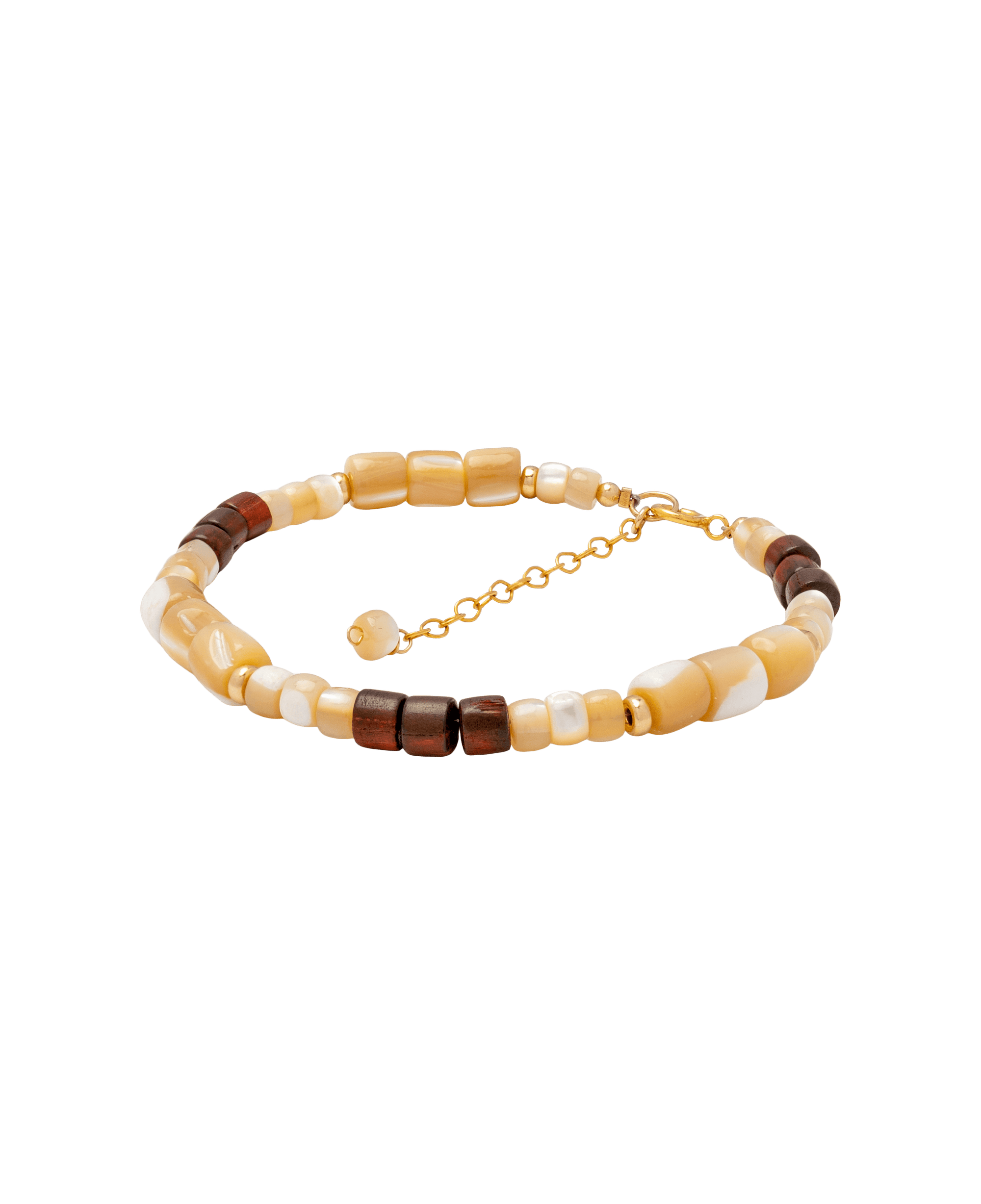 Wildwood Wonder Bracelet with Red Sandalwood beads and gold accents