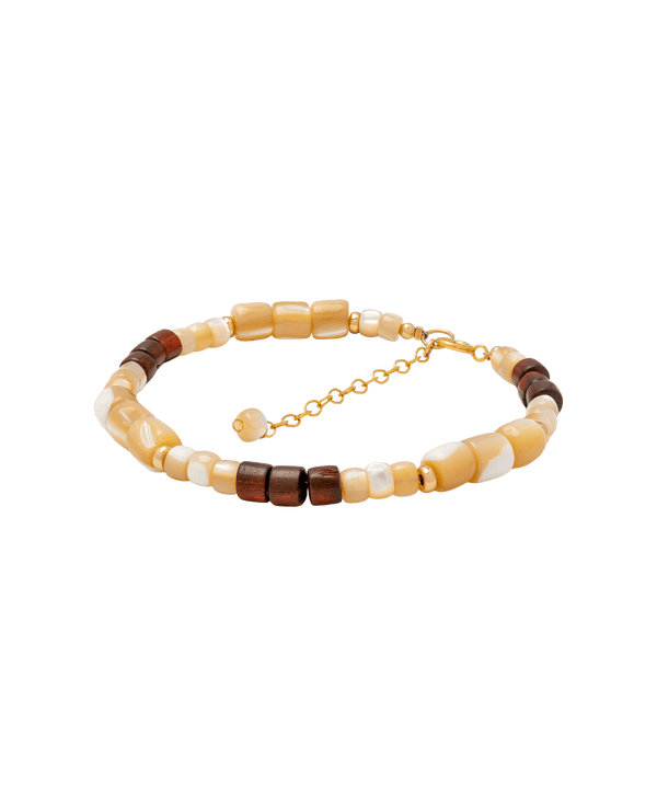 Wildwood Wonder Bracelet with Red Sandalwood beads and gold accents
