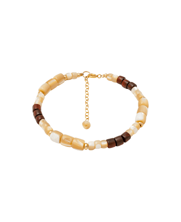 Wildwood Wonder Bracelet with Red Sandalwood beads and gold accents