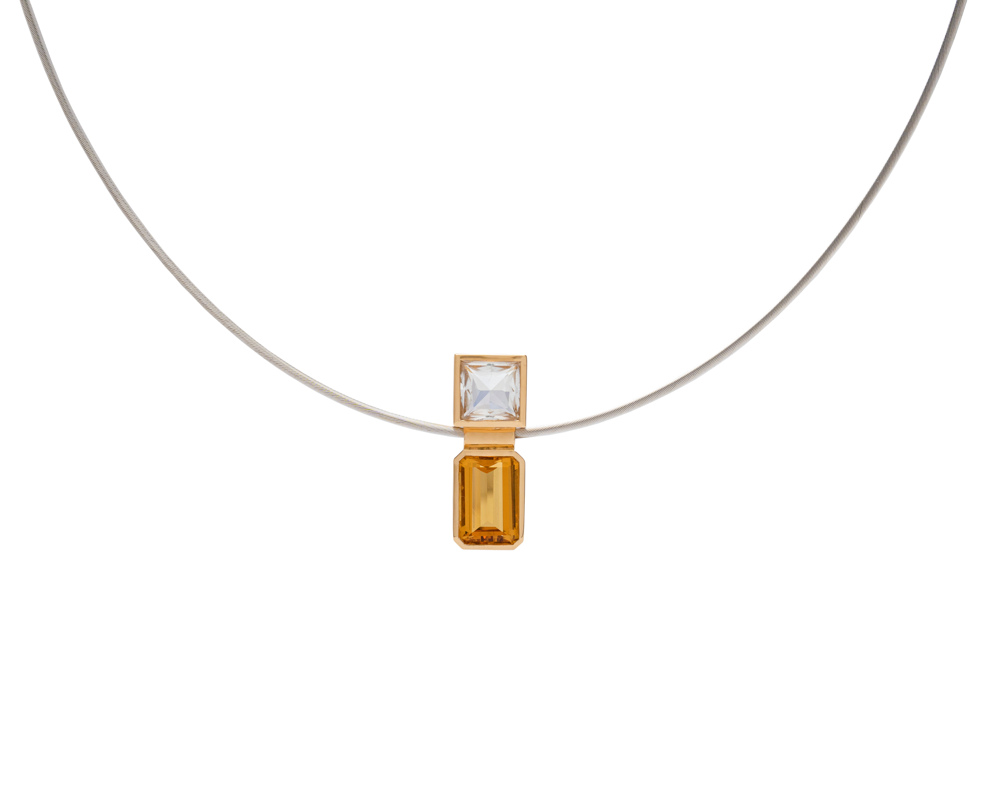 Elevé Yellow Emerald x Topaz Pipe Pendant