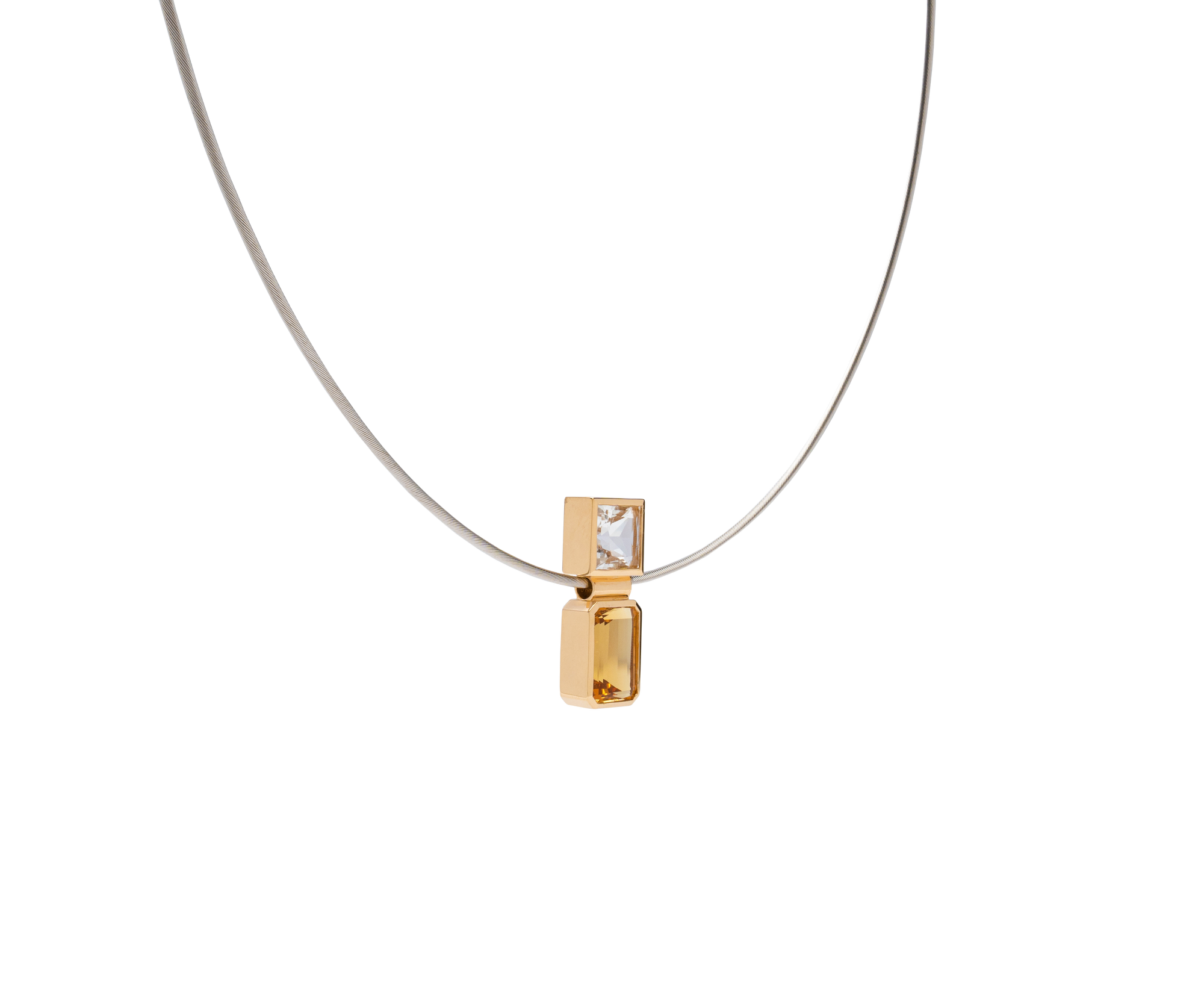Elevé Yellow Emerald x Topaz Pipe Pendant
