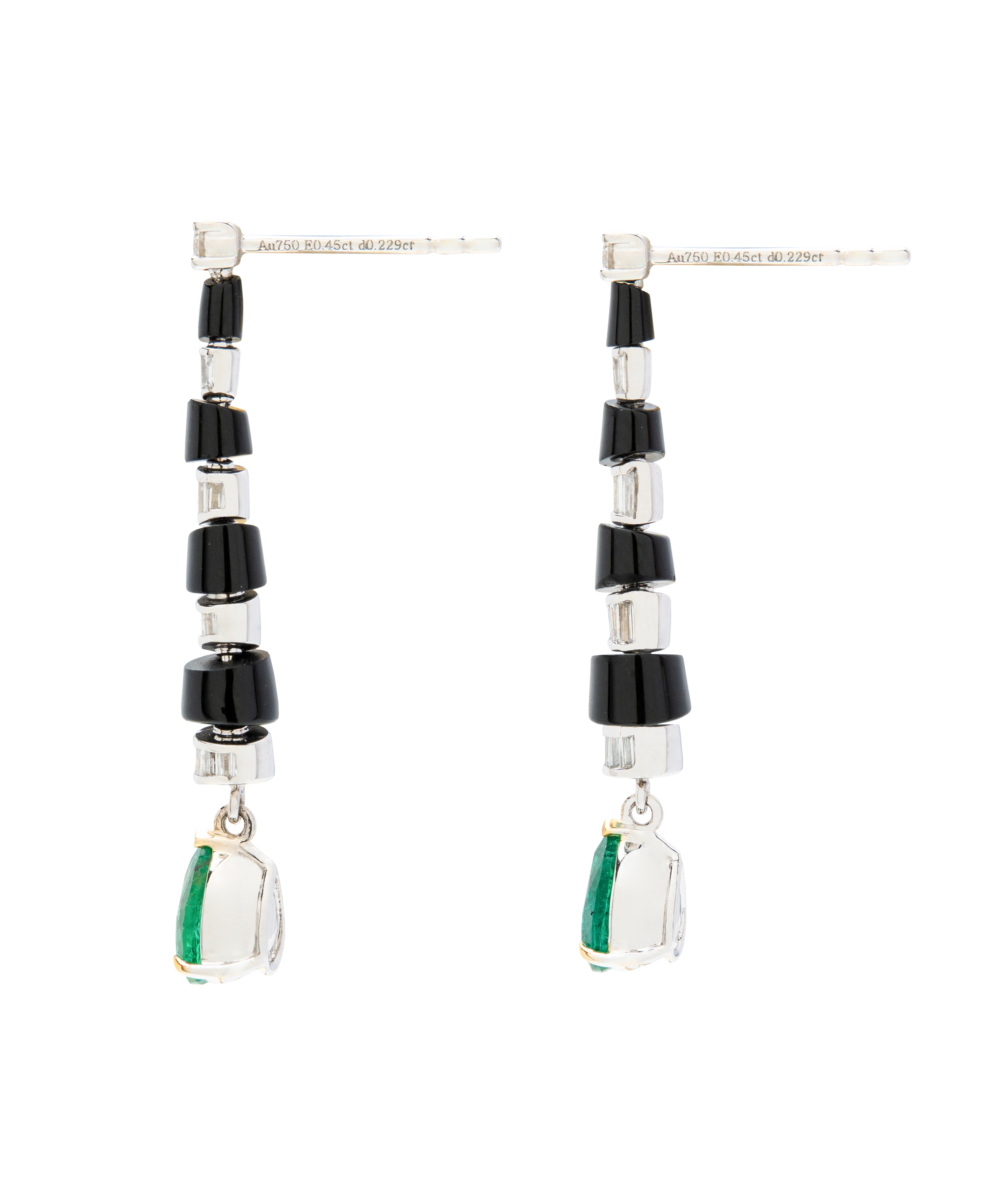 Emerald x Black Agate Diamond Dangling Earrings