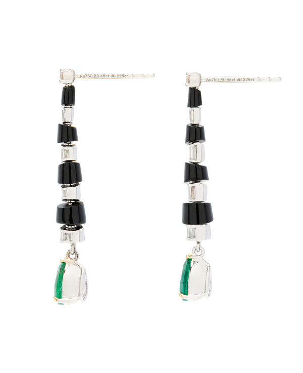 Emerald x Black Agate Diamond Dangling Earrings