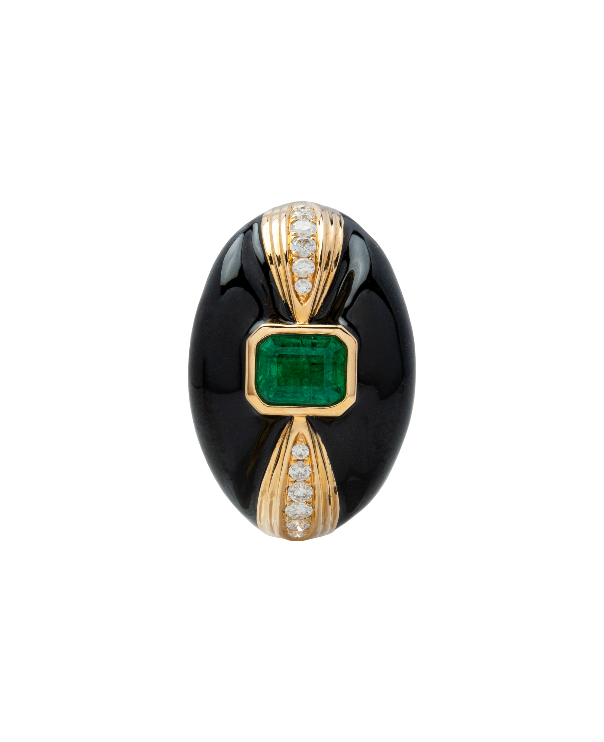 Emerald Enamel Diamond Ring