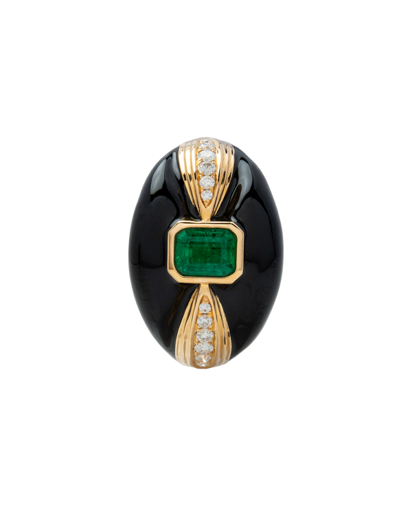 Emerald Enamel Diamond Ring
