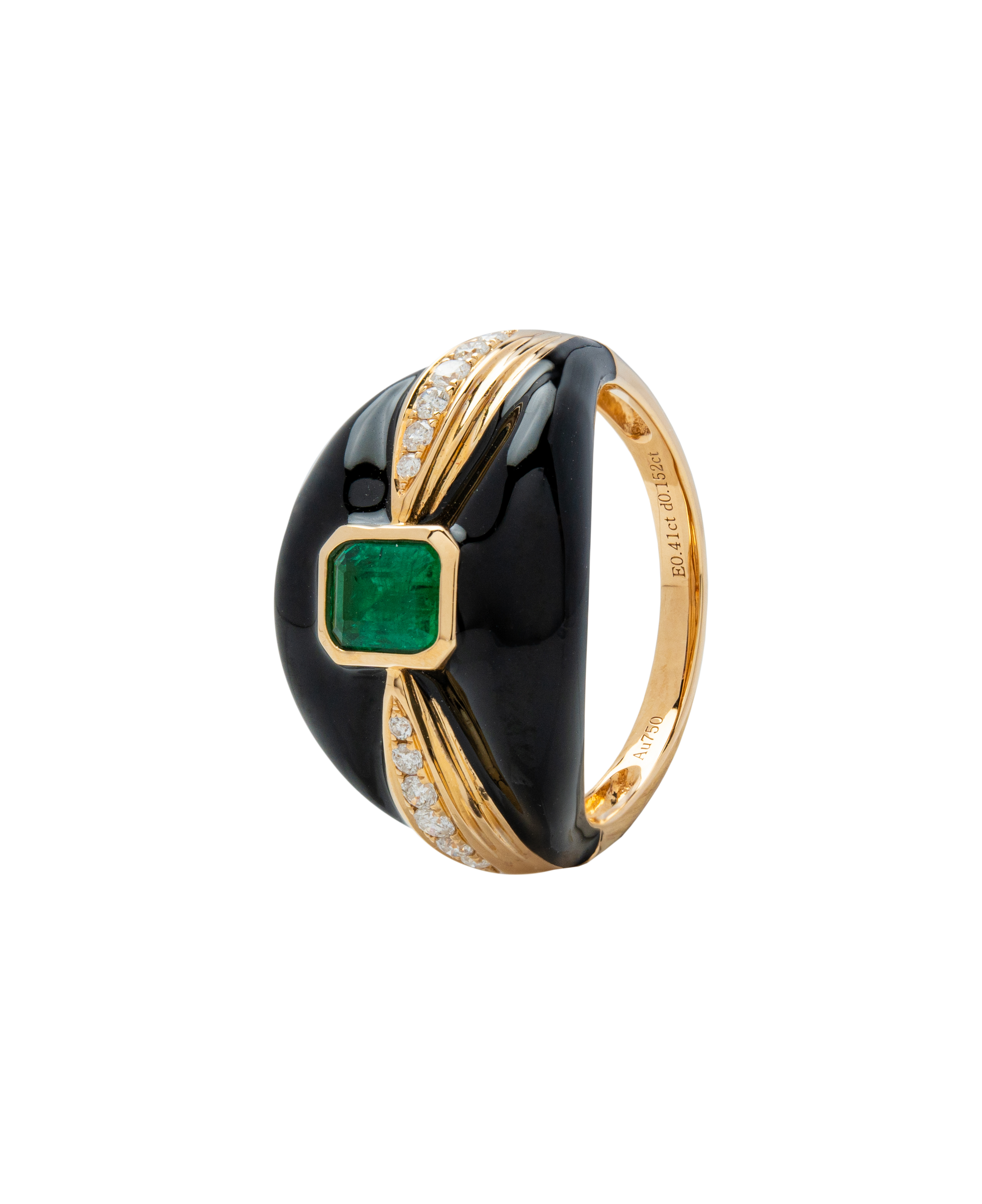 Emerald Enamel Diamond Ring