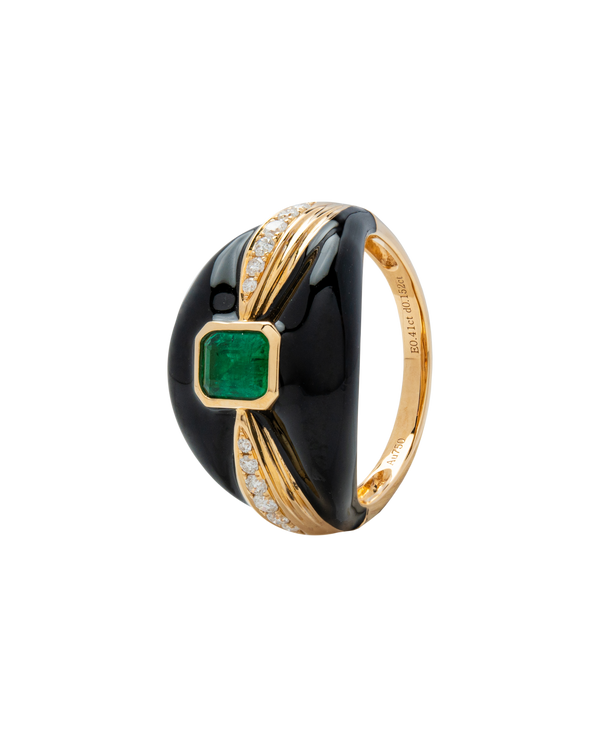 Emerald Enamel Diamond Ring