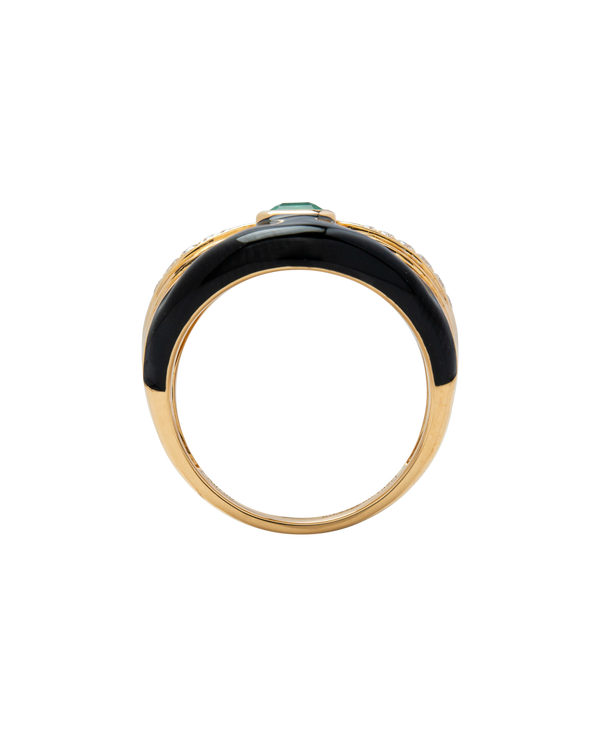 Emerald Enamel Diamond Ring