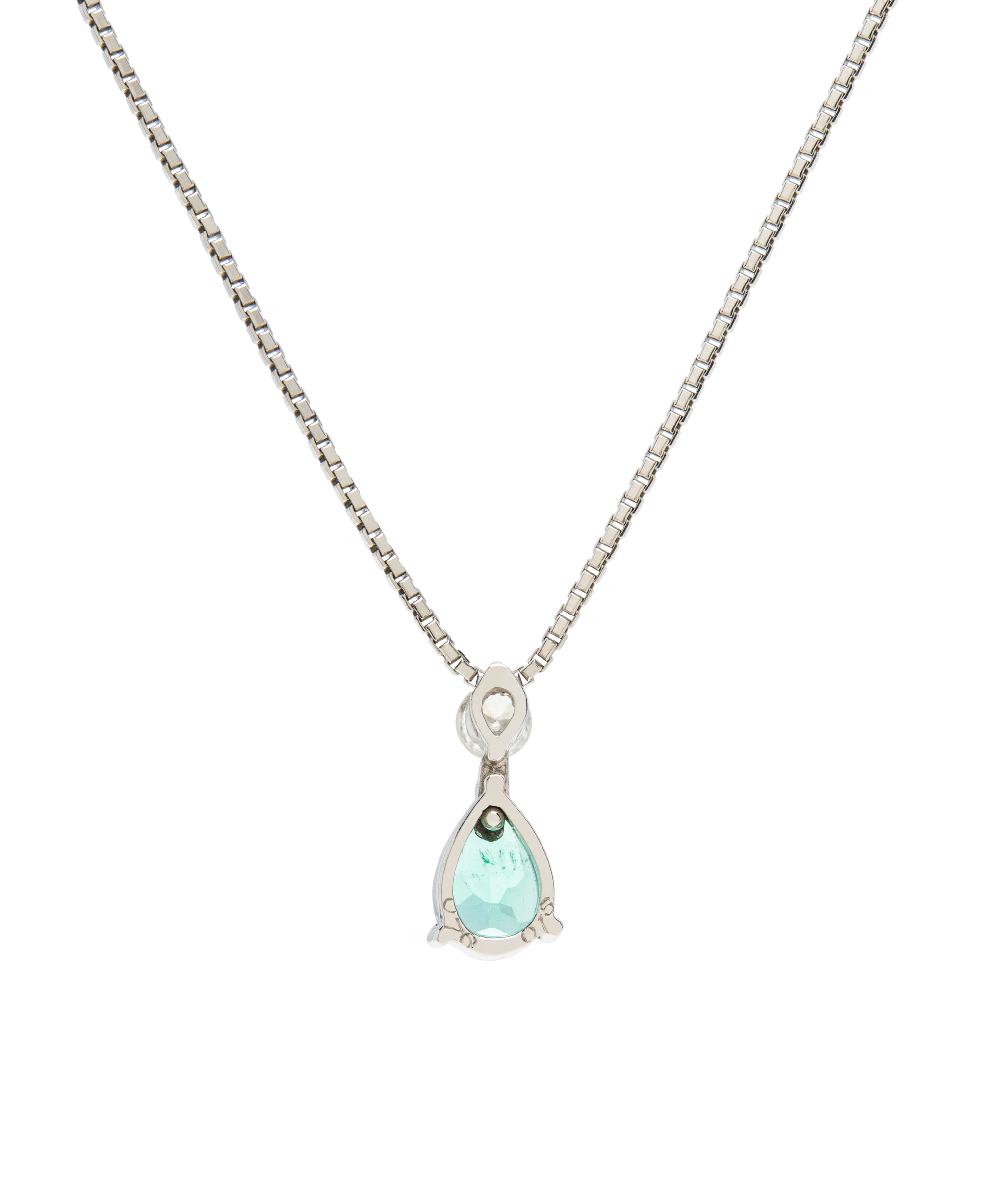Emerald Pear Diamond Pendant Necklace