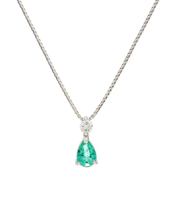 Emerald Pear Diamond Pendant Necklace