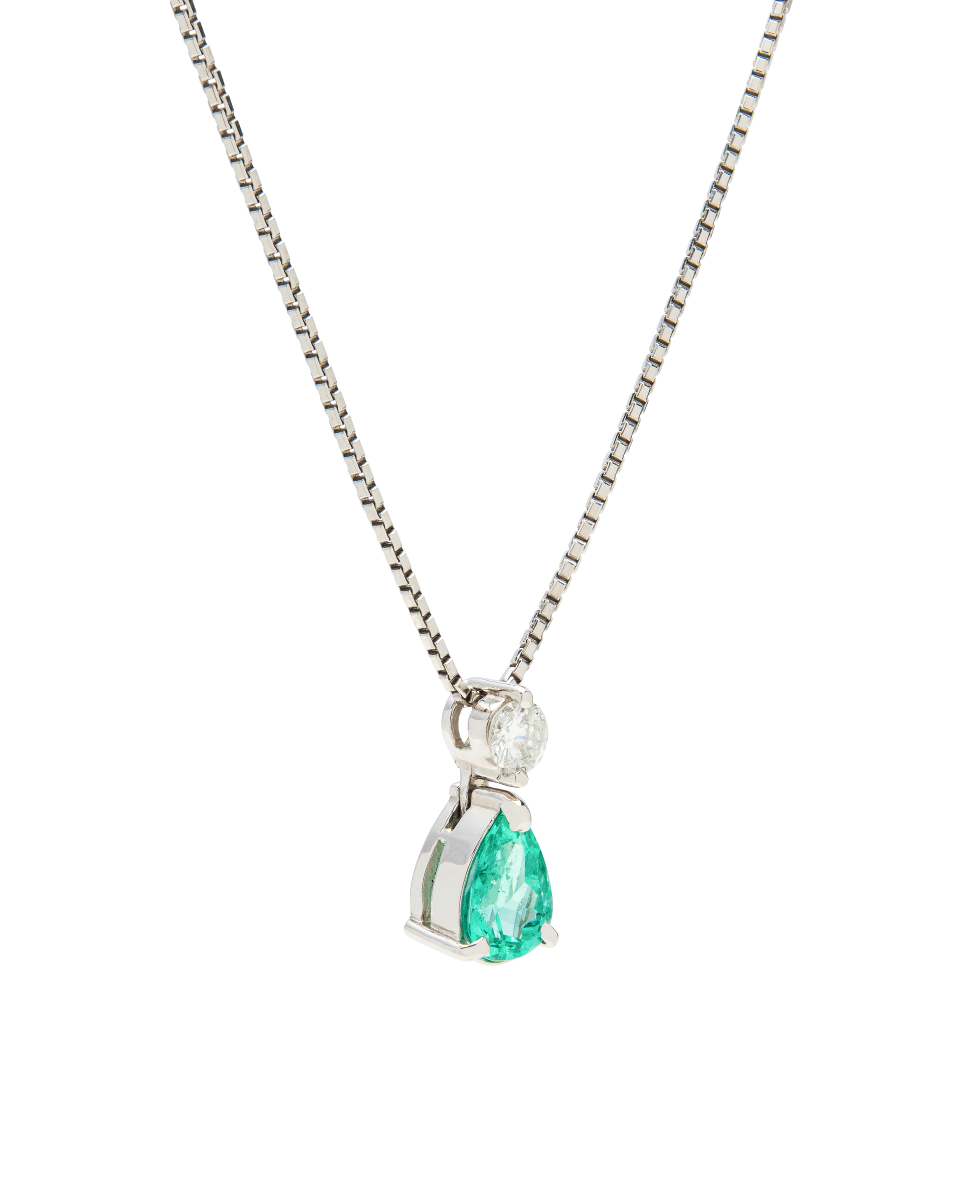Emerald Pear Diamond Pendant Necklace