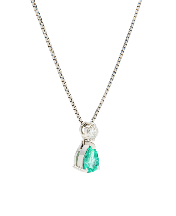 Emerald Pear Diamond Pendant Necklace