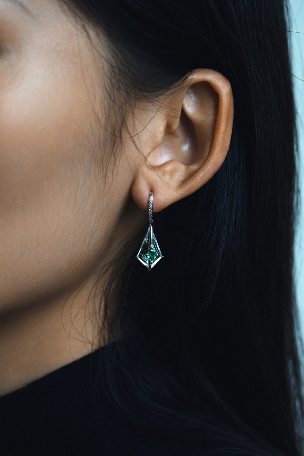 Emerald x Rock Crystal Earrings