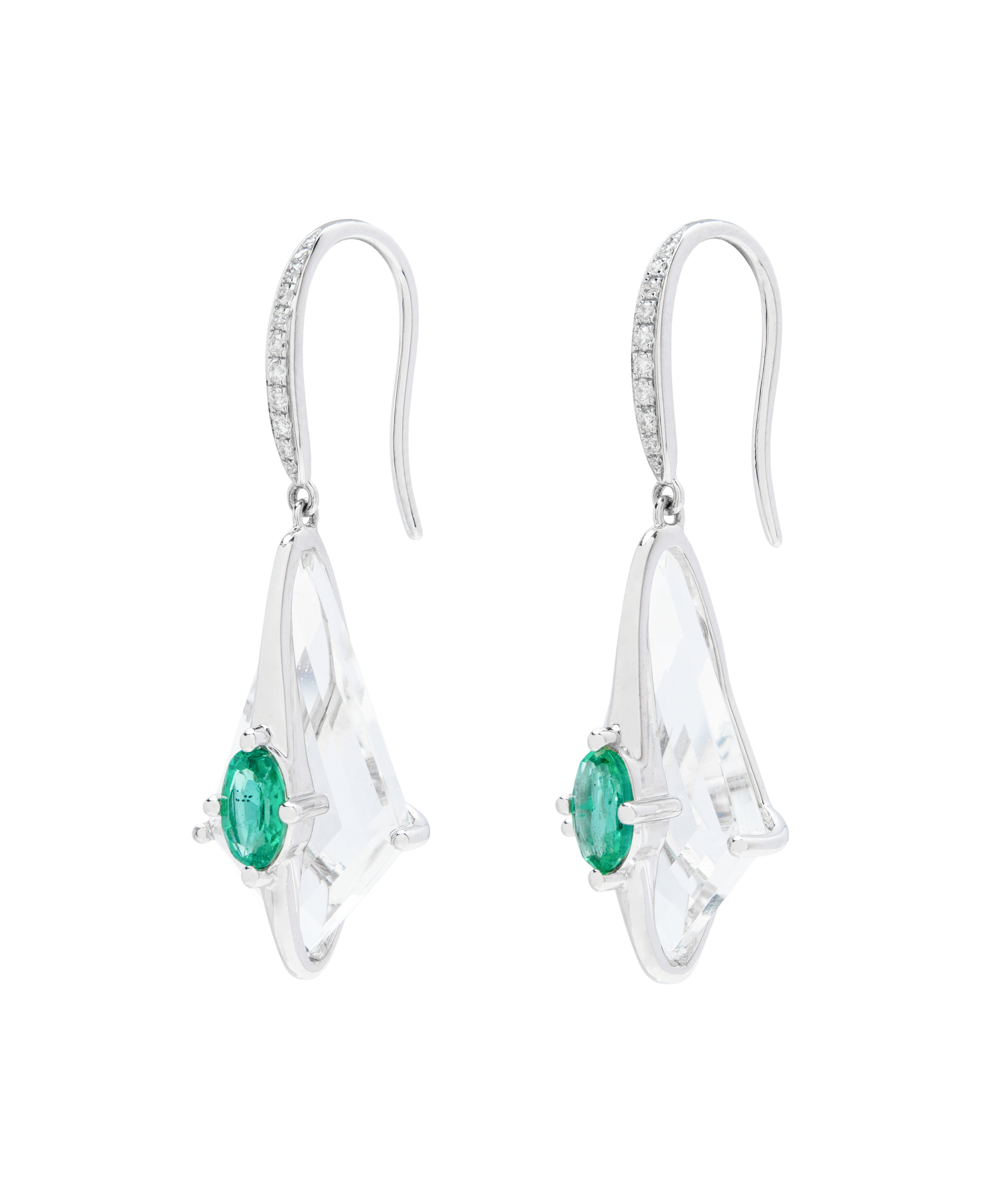 Emerald x Rock Crystal Earrings