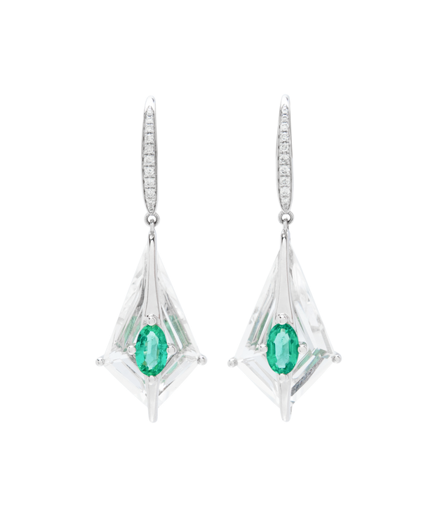 Emerald x Rock Crystal Earrings