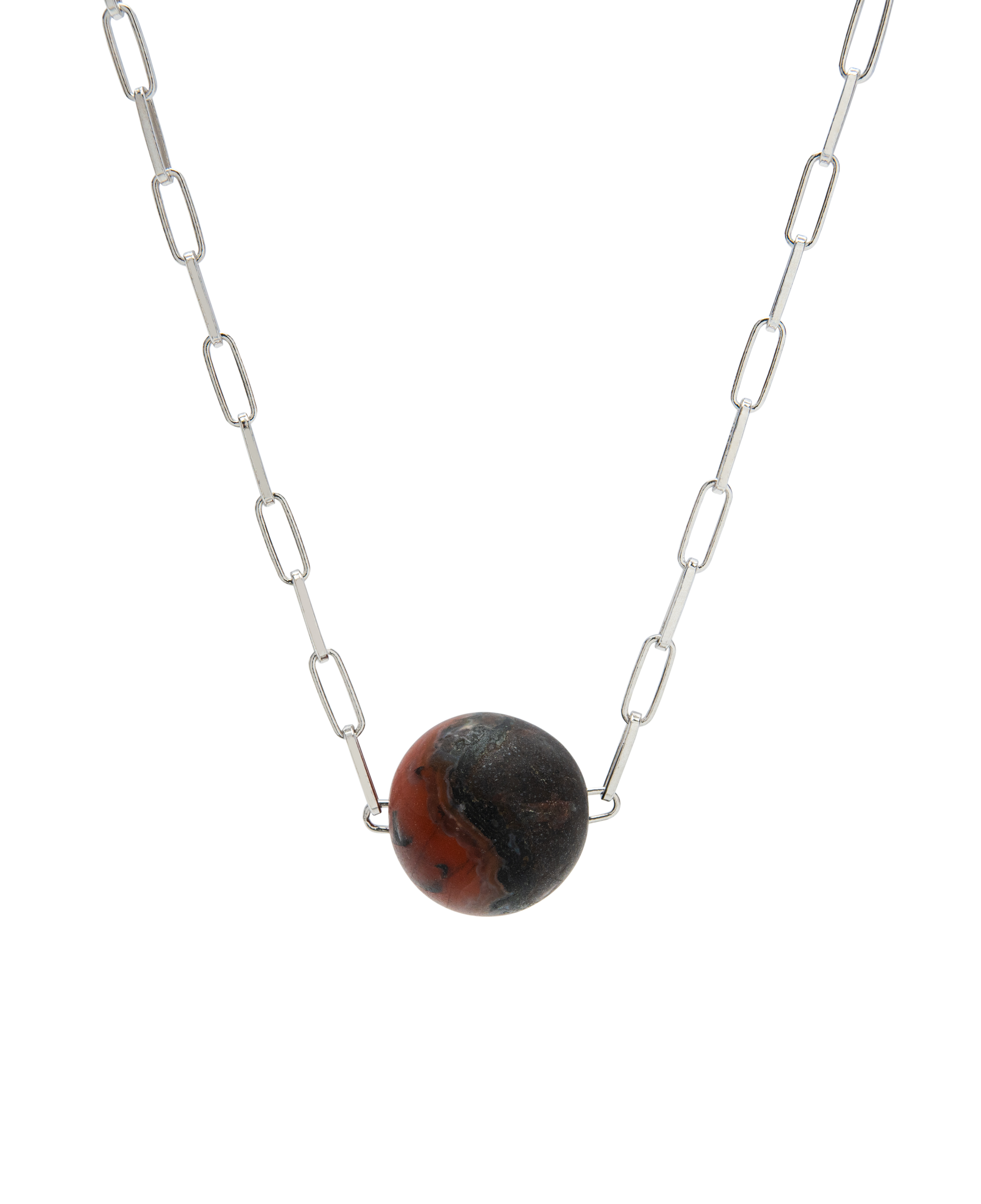 Fire Lava Bi-color Agate Bead Necklace