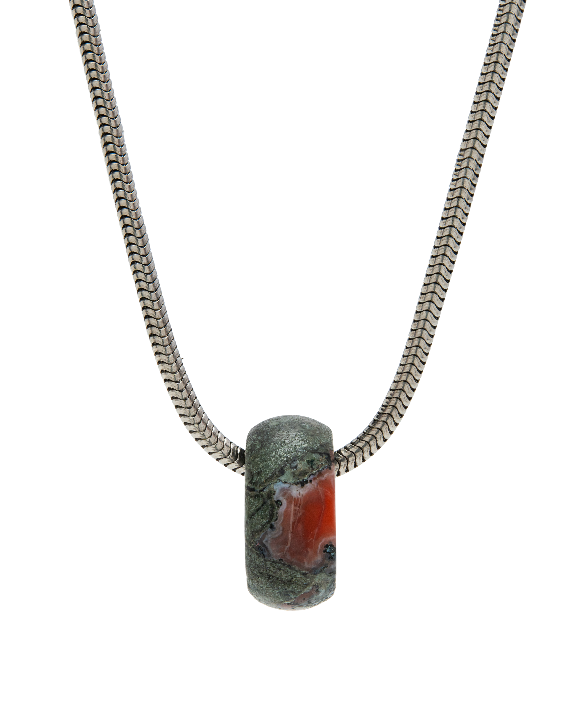 Fire Lava Bi-color Agate Tire Necklace