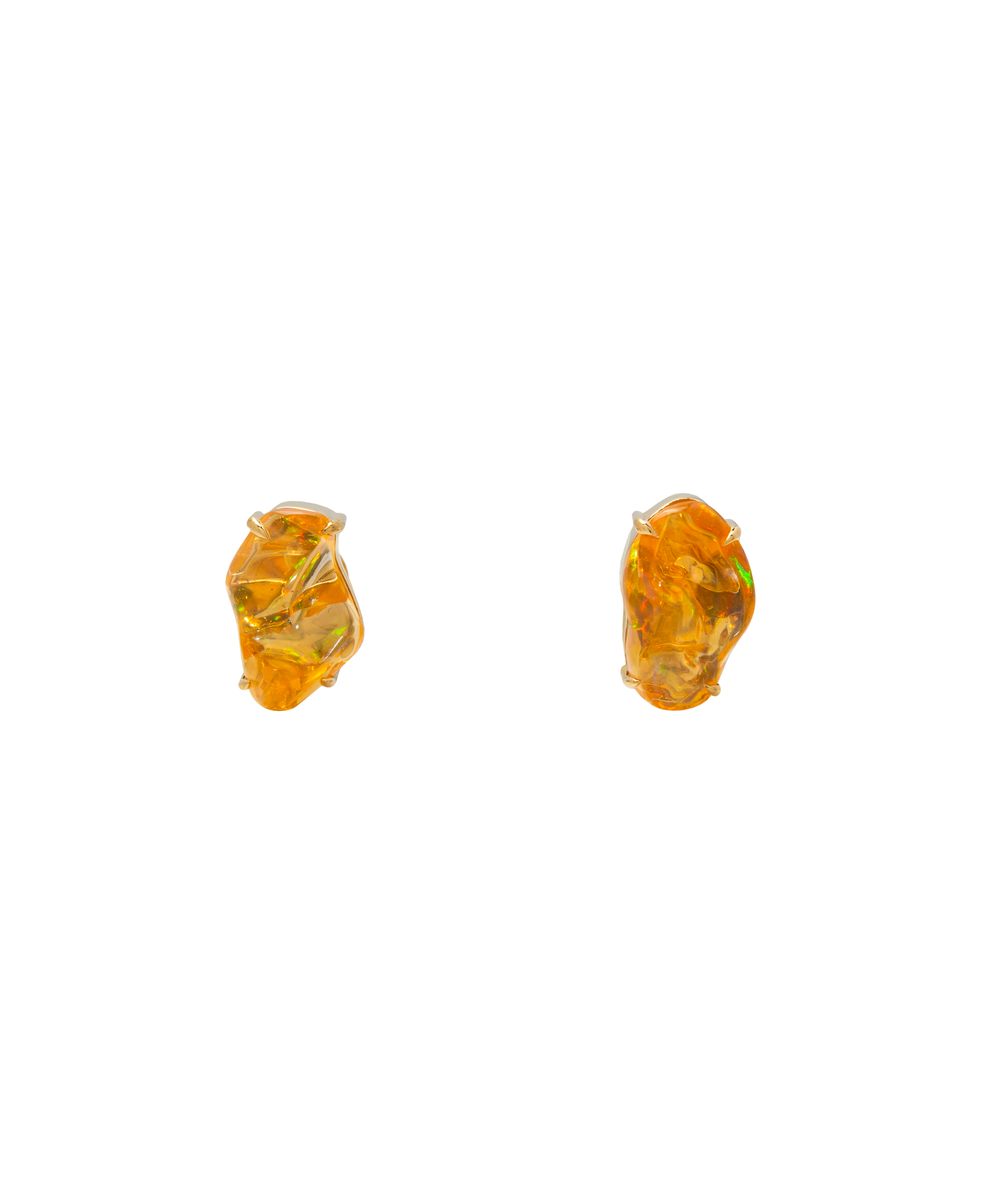 Fire Opal Freeform Ear Studs 18k