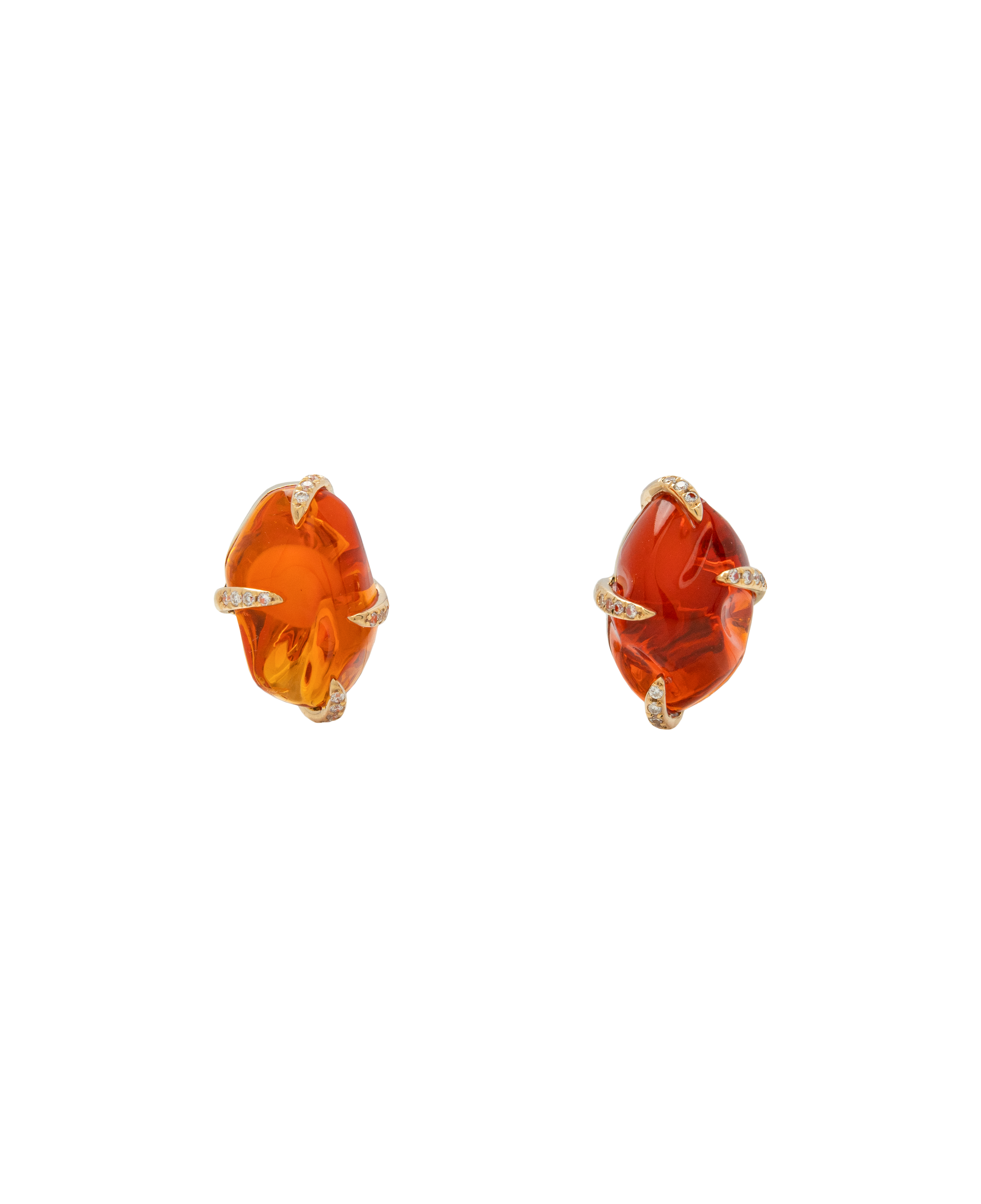 Fire Opal Freeform Ear Studs 18k