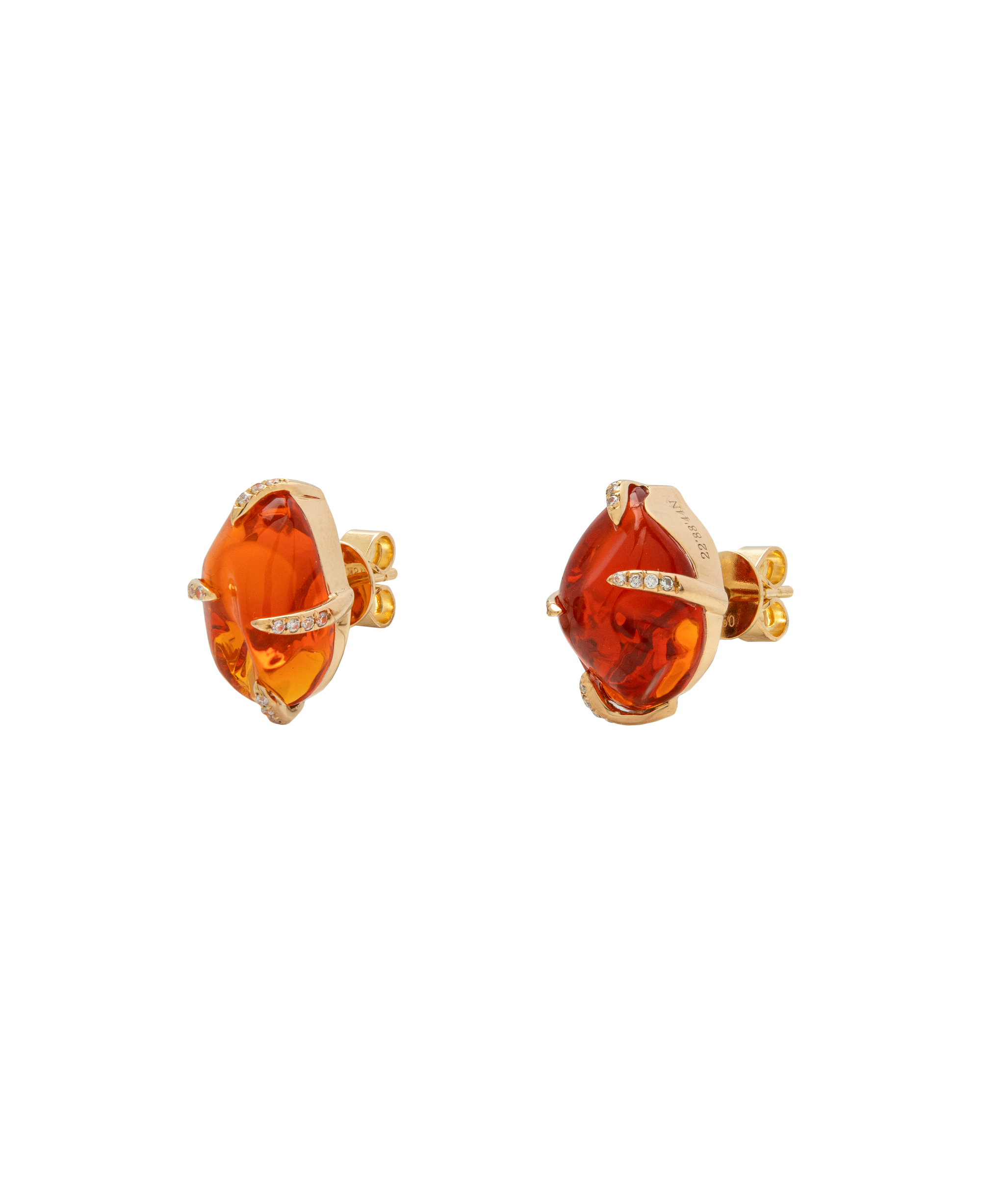 Fire Opal Freeform Ear Studs 18k