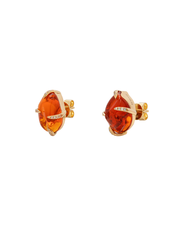 Fire Opal Freeform Ear Studs 18k