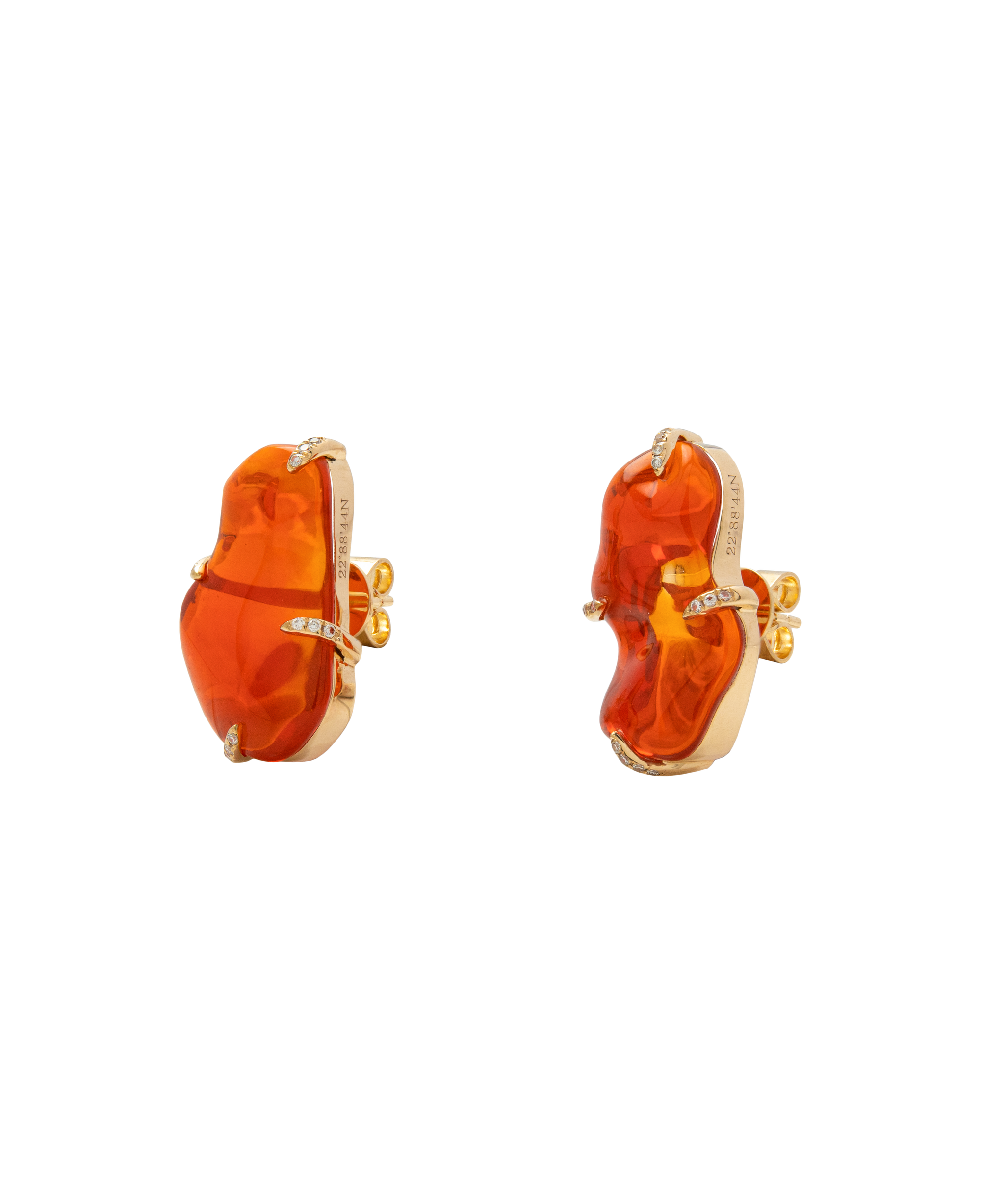 Fire Opal Freeform Ear Studs 18k