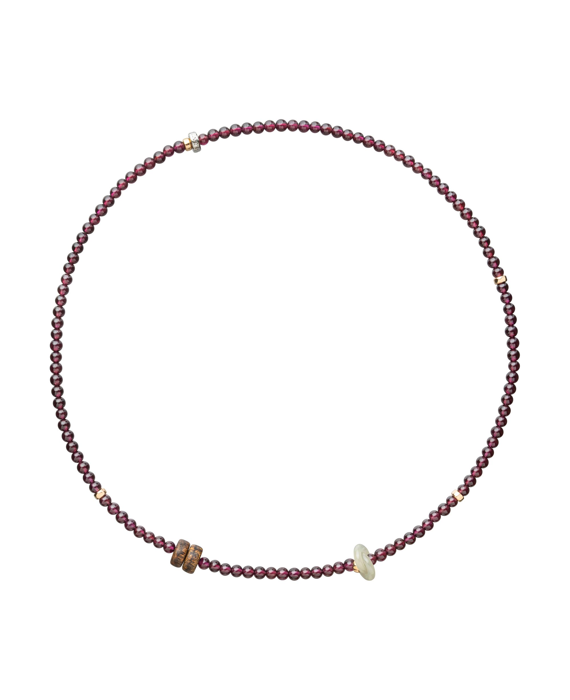 Beaded bracelet made with garnet, agarwood and jade stones