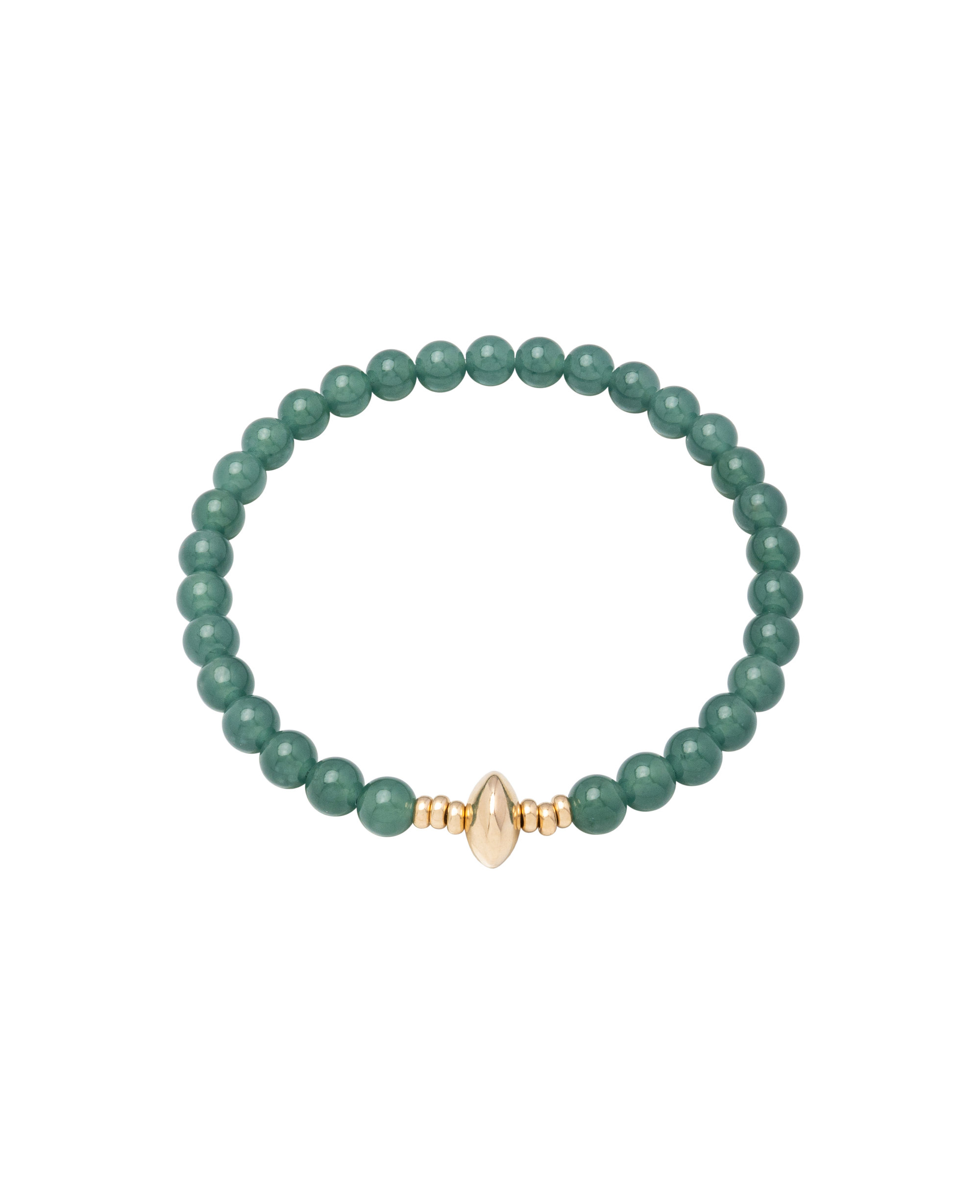 Green Alloy Jadeite Bead Bracelet featuring jadeite beads and a gold centerpiece for a modern, elegant design.