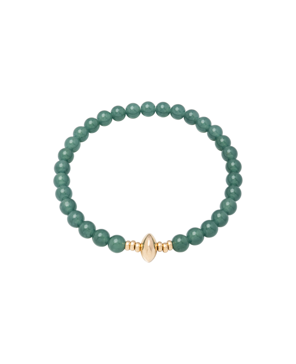 Green Alloy Jadeite Bead Bracelet featuring jadeite beads and a gold centerpiece for a modern, elegant design.