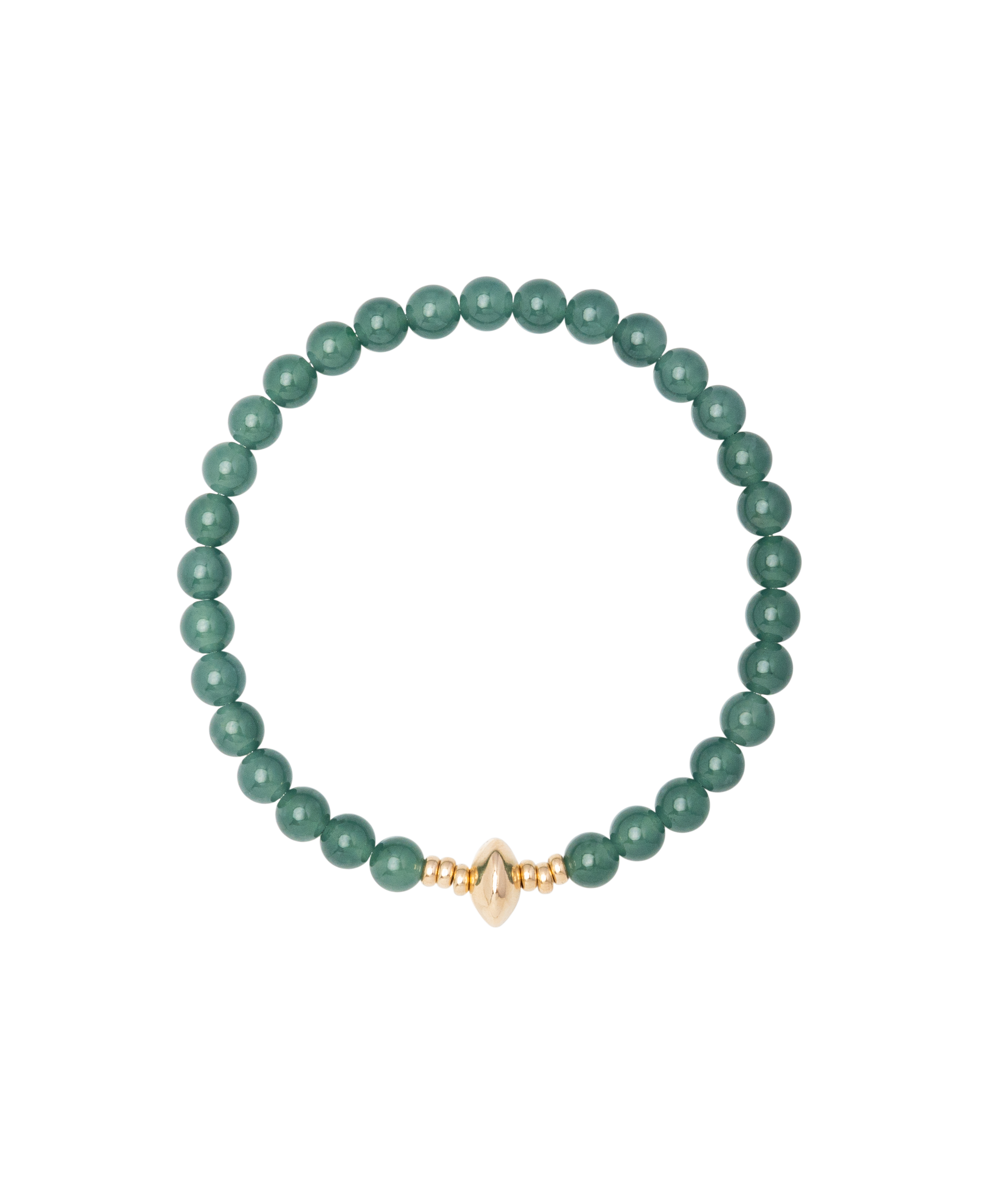 Green Alloy Jadeite Bead Bracelet featuring jadeite beads and a gold-filled centerpiece.