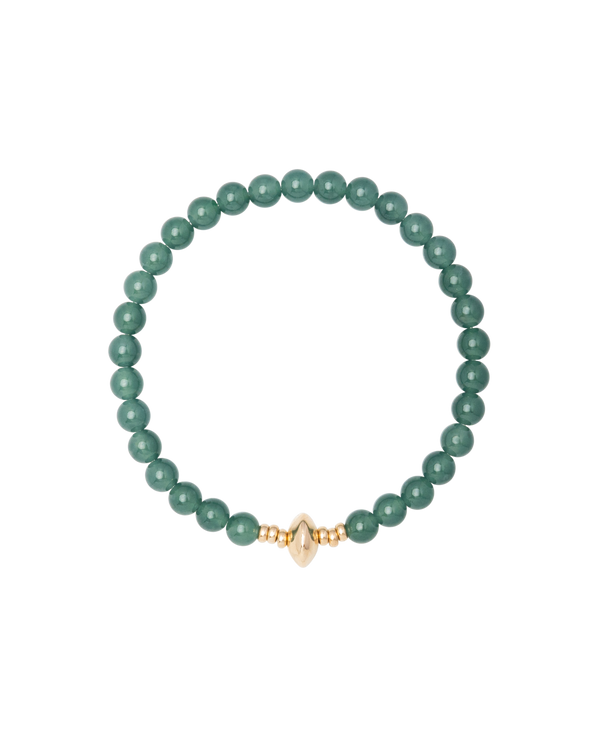 Green Alloy Jadeite Bead Bracelet featuring jadeite beads and a gold-filled centerpiece.