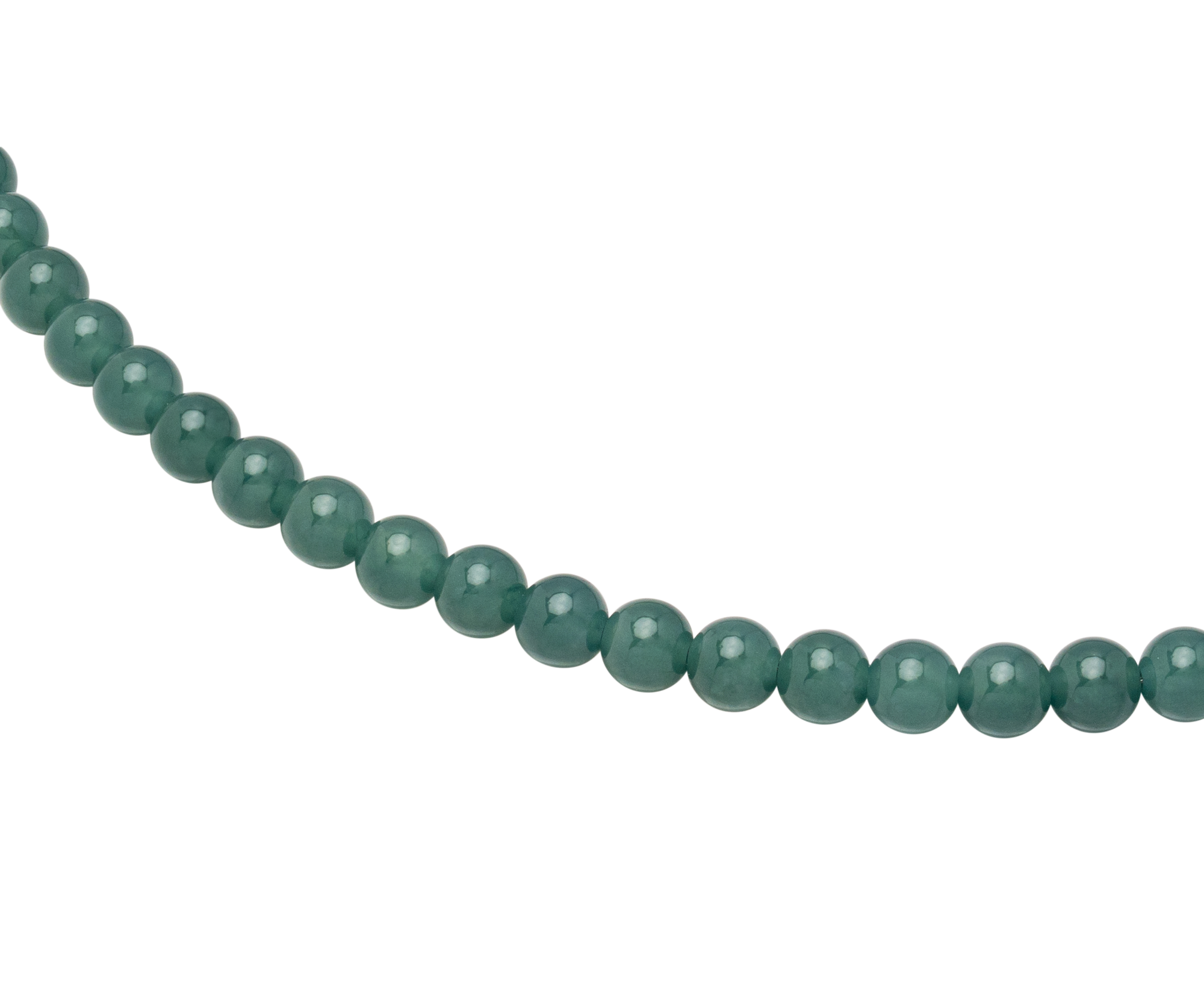 Green Alloy Jadeite Necklace featuring luminous rounded jadeite beads in a delicate arrangement.