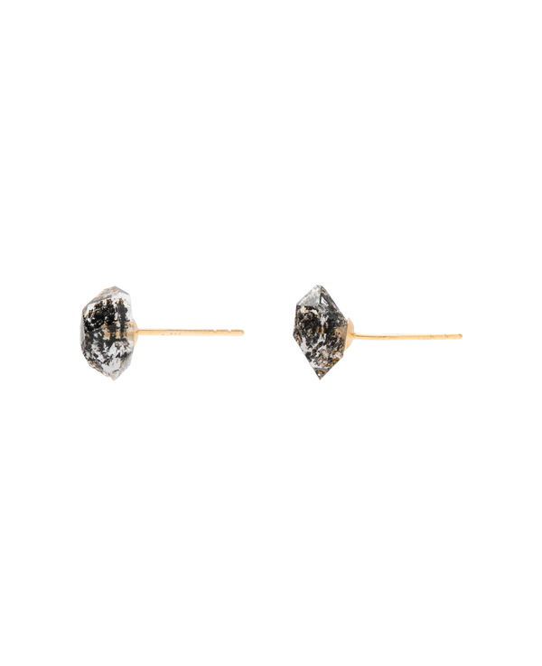 Black Herkimer Diamond Ear Studs