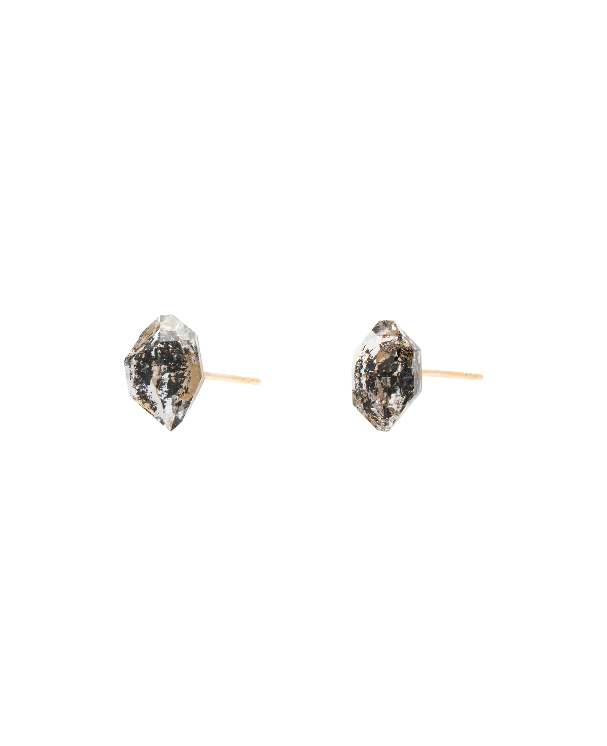Black Herkimer Diamond Ear Studs