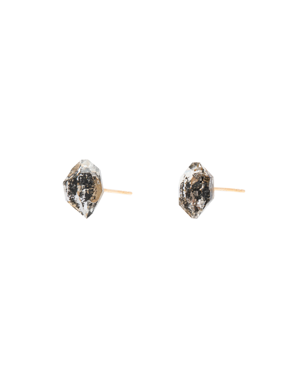 Black Herkimer Diamond Ear Studs