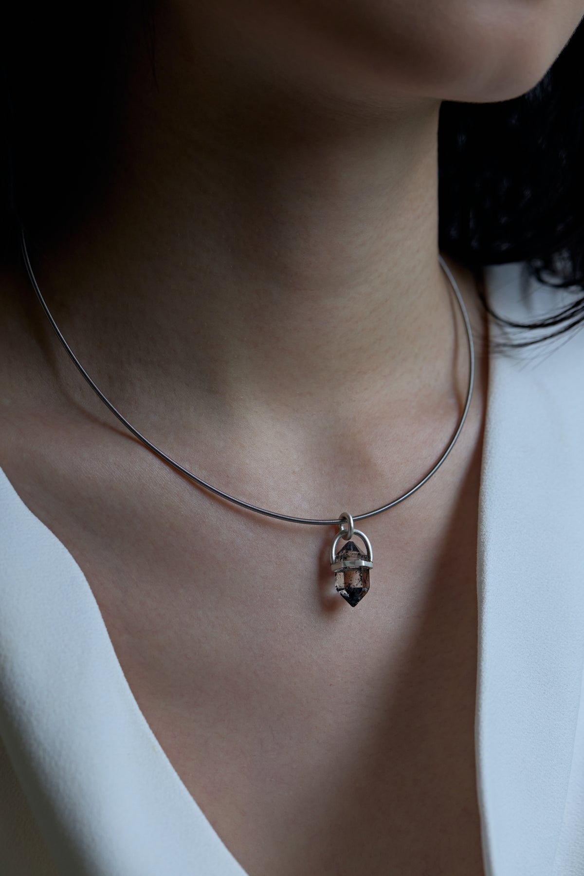 Black Herkimer Diamond Premium Pendant