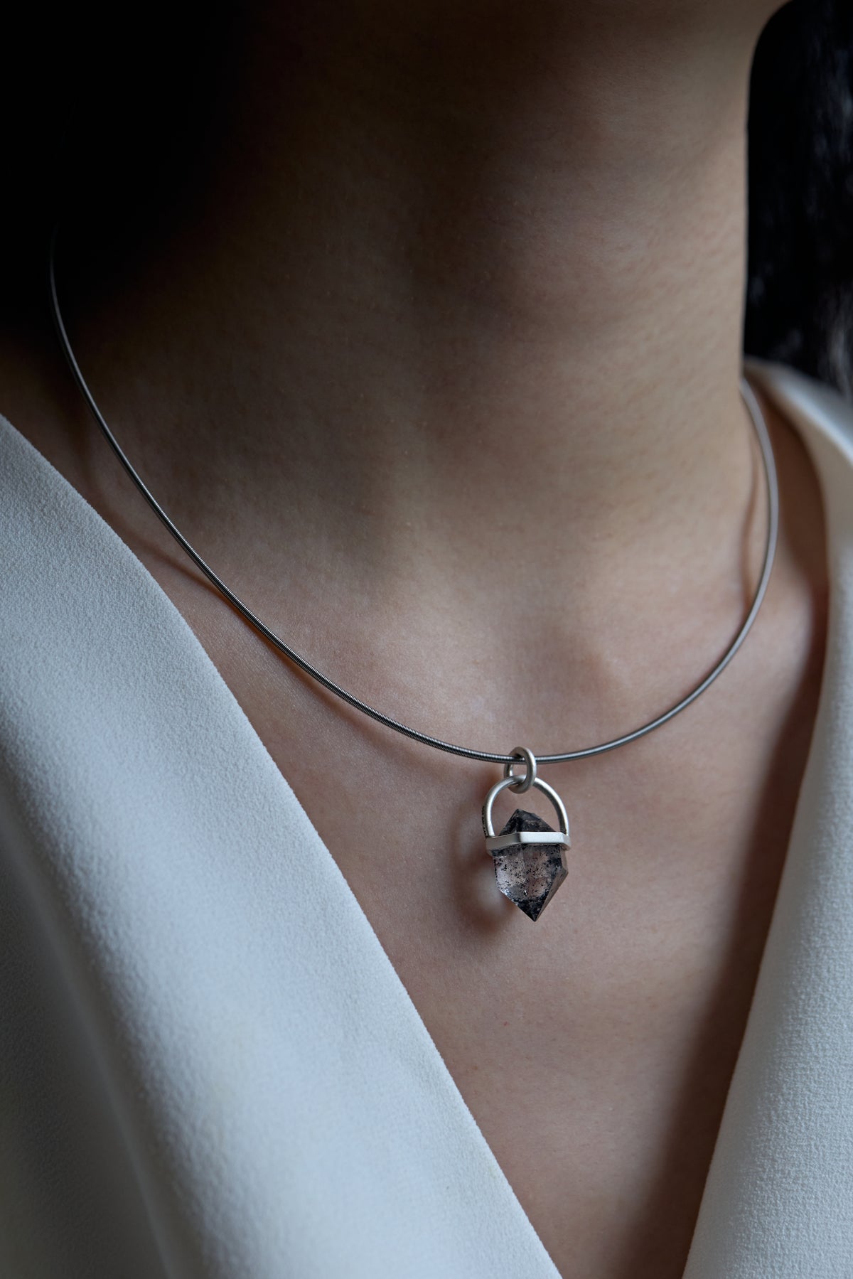 Black Herkimer Diamond Premium Pendant