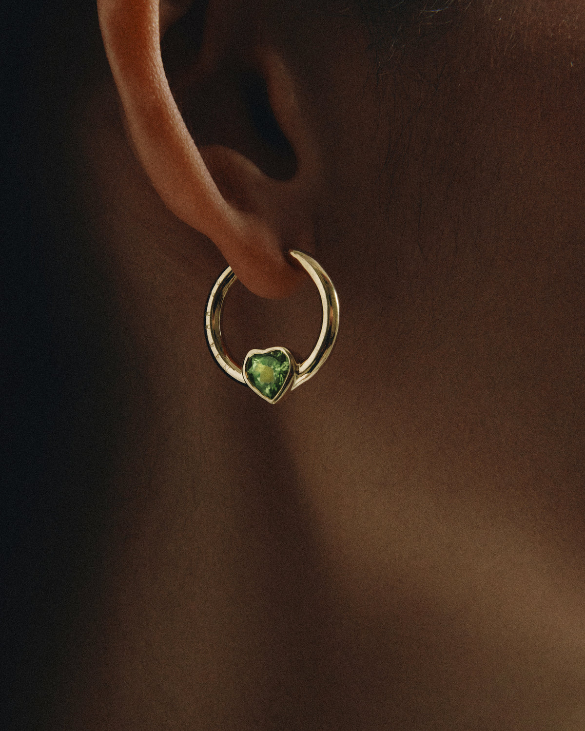 Earloop Earings Peridot Heart Earring Loops 18k