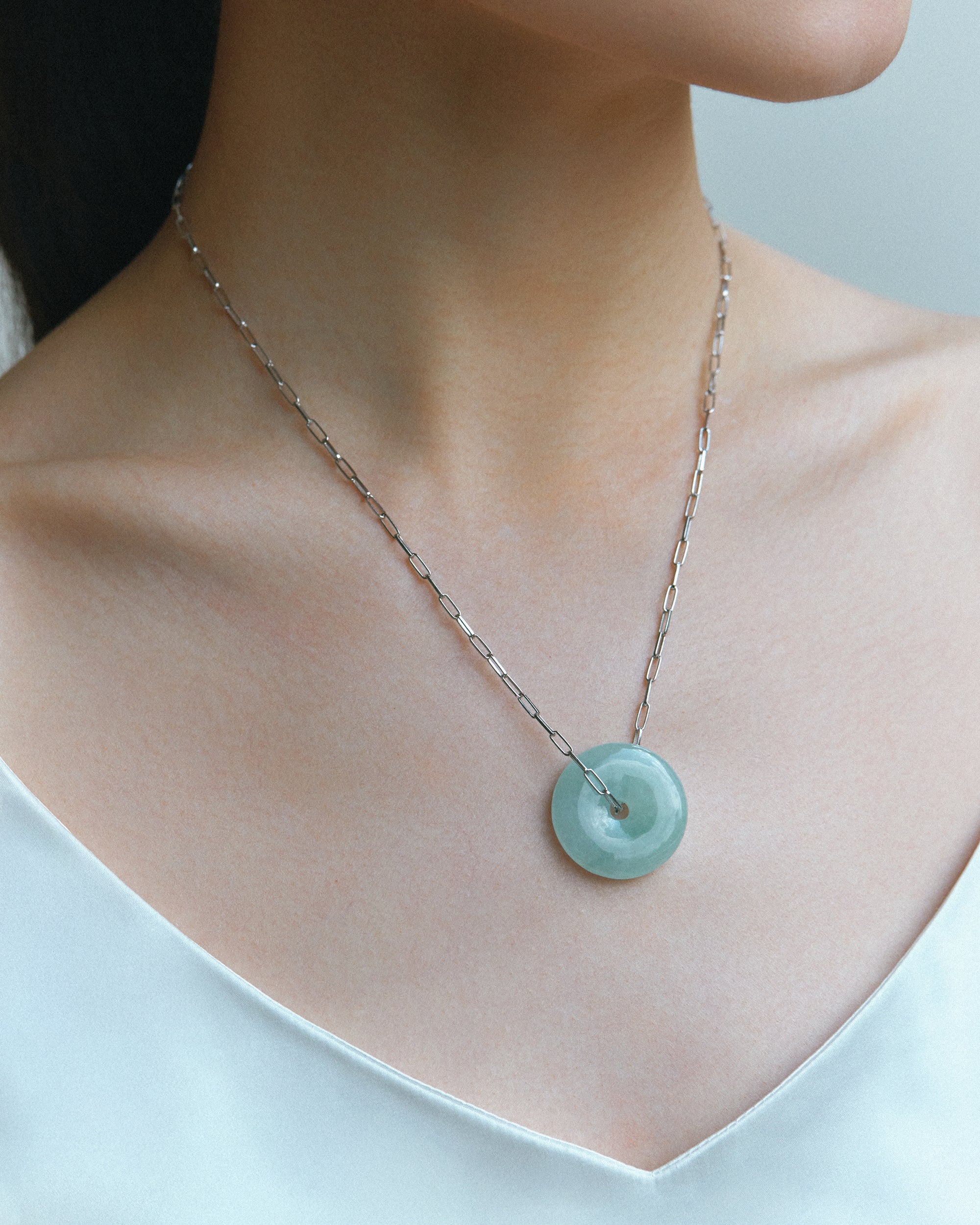 Jadeite Donut Pendant Necklace