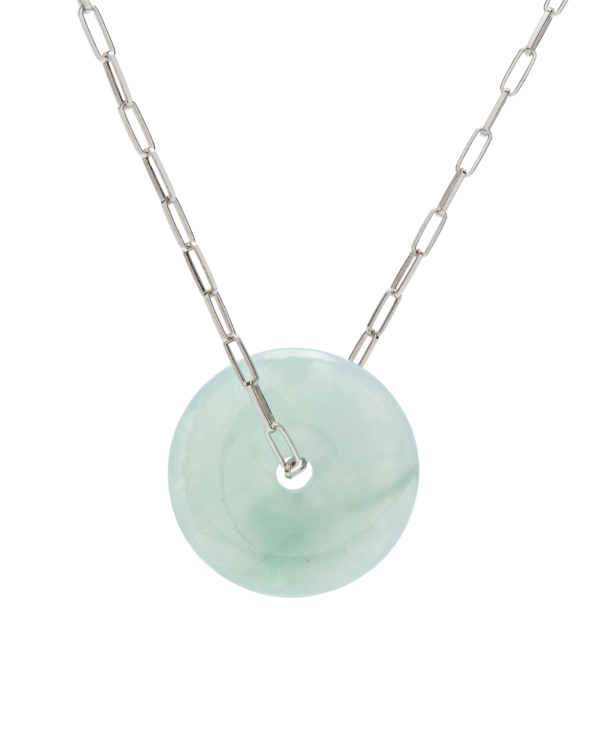 Jadeite Donut Pendant Necklace